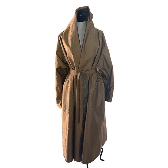 Mycra Pac Designer Wear Womens Coat Size Large Gold Reversible Pockets Belt - Picture 4 of 10